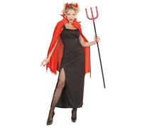 Widmann Devil Girl (Dress With Tail, Choker, Horns, Mini Pitchfork) (L) Red