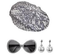 W WIDMANN MILANO Party Fashion DISCO BABE (sequin beret, glasses, discoball earrings) -