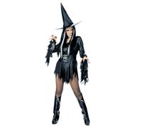 Widmann Evil Witch (Dress, Belt, Boot Covers, Hat) (S) Black