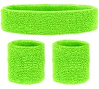 W WIDMANN MILANO Party Fashion - Fasce felpate, set da 3 pezzi, fascia e 2 braccialetti, sport, accessori, anni '80, tuta, carnevale