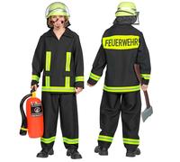 Widmann Feuerwehrmann (Coat, Pants) (128 cm / 5-7 Years) Black