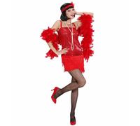 Widmann Flapper (Dress, Headband With Feather) (S) Red