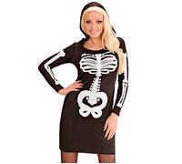 HALLOWEEN CARNEVALE COSTUME VESTITO SCHELETRO GLAMOUR DONNA TAGLIA M