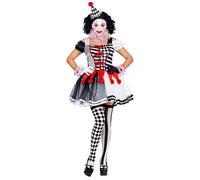 Widmann Harlequin (Dress, Ruff, Cuffs, Mini Hat) (L) Black