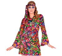 WIDMANN MILANO PARTY FASHION 29303- Costume da hippie, vestito floreale e fascia per la testa, Flower Power, 70s, festa a tema, carnevale, donna, multicolore, L