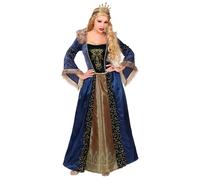 Widmann Medieval Queen (Dress With Crinoline Underskirt, Crown) (M) Blue