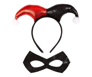 WIDMANN MILANO PARTY FASHION 29344 Kit di travestimento Harlekin, cerchietto per capelli, maschera per occhi, clown, carnevale, feste a tema, unisex, adulto, multicolore, taglia unica