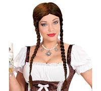 WIDMANN MILANO PARTY FASHION 59981 - Parrucca Greta, 2 trecce, marrone, acconciatura a treccia, parrucca per capelli lunghi