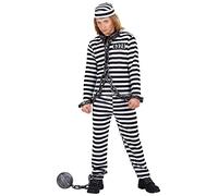 W WIDMANN MILANO Party Fashion - Costume da prigioniero per bambini, nero/bianco, top, pantaloni, copricapo, carnevale, festa a tema