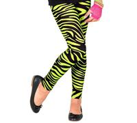 WIDMANN MILANO PARTY FASHION - Leggings per bambini anni '80, stampa tigre, anni '80, stampa animale, febbre da discoteca, carnevale