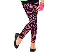 WIDMANN MILANO PARTY FASHION - Leggings per bambini anni '80, stampa tigre, anni '80, stampa animale, febbre da discoteca, carnevale