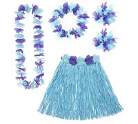 WIDMANN MILANO PARTY FASHION - Set di costumi hawaiani, gonna di rafia, collana di fiori, cerchietto e braccialetti di fiori, festa estiva, festa in spiaggia, carnevale