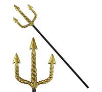 WIDMANN MILANO PARTY FASHION - tridente d'oro, circa 120 cm, manico, diavolo, Poseidone, carnevale, festa a tema, Halloween