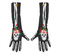 WIDMANN MILANO PARTY FASHION W 34279 - Guanti Dia de los Muertos, lunghezza circa 40 cm, per adulti, carnevale, feste a tema
