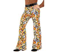 W WIDMANN MILANO Party Fashion - Pantaloni da uomo anni '70, pantaloni svasati, flower power, disco style, costumi in maschera