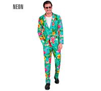 Widmann Neon Flamingo Party Fashion Suit (Jacket, Pants) (S) Turquoise / Light B