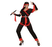 Widmann Ninja Girl (Coat, Pants, Belt, Fingerless Gloves, Ties, Headband) (M) Bl