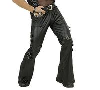 Widmann - Pantaloni da rocker in finta pelle, neri, moto, biker, punk, costumi in maschera, carnevale