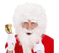 W WIDMANN MILANO Party Fashion Parrucca e Barba Ricce Babbo Natale Adulto, Bianco, Taglia Unica, VD-WDM1530B