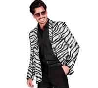 W WIDMANN MILANO Party Fashion - Party Fashion giacca con paillettes da uomo, Disco Fever, giacca da abito, stampa animalier