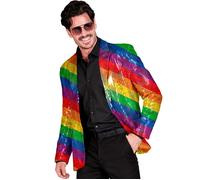 W WIDMANN MILANO Party Fashion - Party Fashion giacca con paillettes da uomo, Disco Fever, giacca da abito, stampa animalier