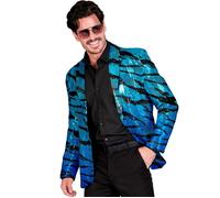 Widmann Party Fashion Jacket (Blue Waves Sequin Jacket) (L) Turquoise / Light Bl