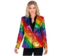 W WIDMANN MILANO Party Fashion - Blazer Moda Party con Paillettes per Donna, Giacca, Stampa Animali, Festival, Costumi di Carnevale