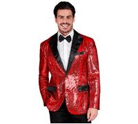 Widmann Party Fashion Jacket (Red Sequin Jacket With Satin Collar And Pockets) (