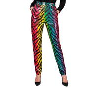 Widmann Party Fashion Pants (Rainbow Animalier Tiger Sequin Pants) (L) Rainbow