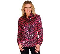 W WIDMANN MILANO Party Fashion - Party Fashion Blusa di Paillettes per Donna, Disco Fever, Camicia da Donna, Stampa Animalier, Festival, Costumi in Maschera