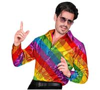 W WIDMANN MILANO Party Fashion - Party Fashion camicia in paillettes da uomo, Disco Fever, stampa animalier, camicia da uomo