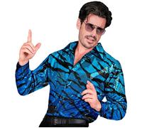 W WIDMANN MILANO Party Fashion - Camicia da Uomo con Paillettes, Outfit da Discoteca Scintillante, Maglietta a Maniche Lunghe per Carnevale, Festival