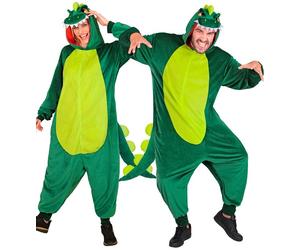 Widmann Plush Onesie Dinosaur (Hooded Jumpsuit) (S/M) Green