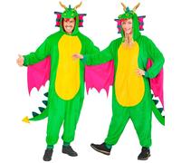 Widmann Plush Onesie Dragon (Hooded Jumpsuit) (L/XL) Green