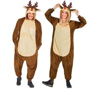 Widmann Plush Onesie Reindeer (Hooded Jumpsuit) (L/XL) Brown