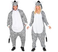Widmann Plush Onesie Zebra (Hooded Jumpsuit) (L/XL) White