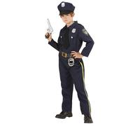 Widmann Police Officer (Shirt With Tie, Pants, Hat) (128 cm / 5-7 Years) Blue