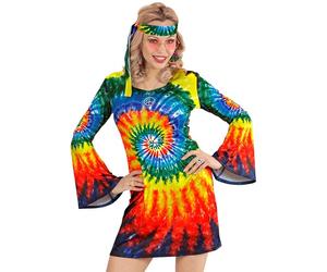 Widmann Psychedelic Hippie (Dress, Headband) (S) Different Colors