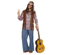 Widmann Psychedelic Hippie Man (Shirt With Vest, Pants, Headband, Necklace) (M)
