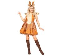 W WIDMANN MILANO Party Fashion - Costume cervo, abito con sottoveste, corna, renna, costume animale, carnevale