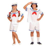 Widmann Retro Sailor (Shirt, Shorts, Hat) (140 cm / 8-10 Years) White