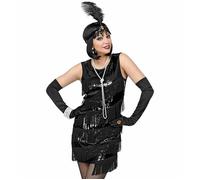 Widmann Roaring 20s Flapper (Dress, Headband With Feather) (L) Black