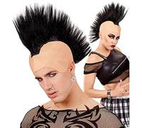 WIDMANN 02105 - Parruca Punk con Cresta, Adulto Unisex, Rave, Rocker, Biker, Carnevale, Feste A Tema, Colore Nero