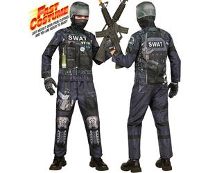 Widmann S.W.A.T. Fast Costume (Jacket, Pants, Gloves, Mask) (140 cm / 8-10 Years