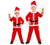 Widmann Santa Claus Flannel (Jacket, Pants, Belt, Hat) (128 cm / 5-7 Years) Red