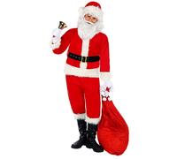 Widmann Santa Claus Flannel (Jacket, Pants, Belt, Hat) (140 cm / 8-10 Years) Red