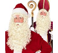 Widmann 51641 - Costume da Babbo Natale, parrucca con barba, baffi, sopracciglia, Babbo Natale