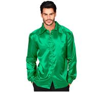 Widmann Satin Green 70s Disco Shirt (M) Green