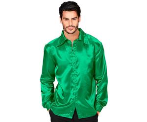 Widmann Satin Green 70s Disco Shirt (M) Green