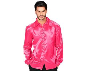 Widmann Satin Pink 70s Disco Shirt (M) Pink
